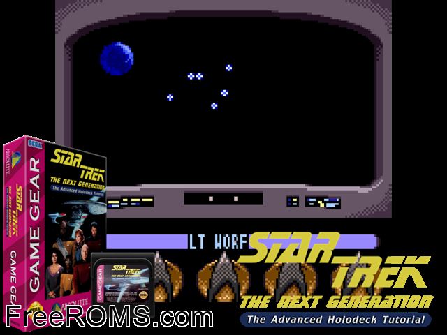 Star Trek TNG - Advanced Holodeck Tutorial Game Gear game showing 3D box cover and gameplay screenshot